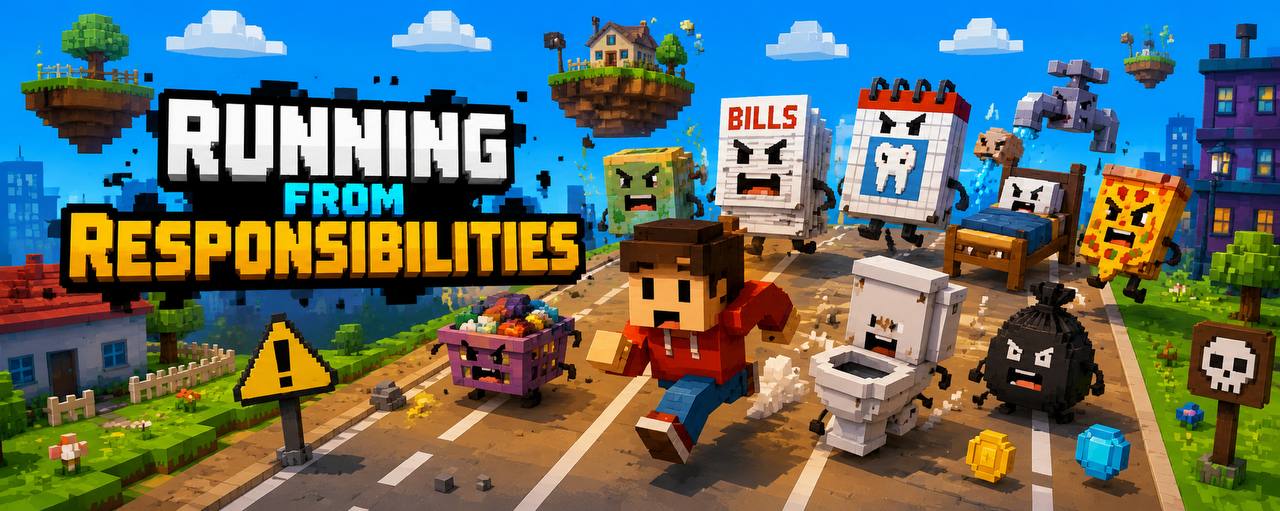 Running From Responsibilities — voxel runner banner